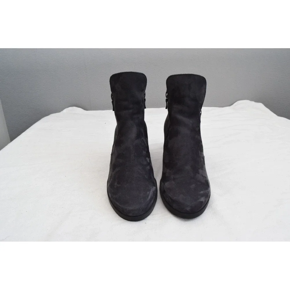 Arche Jolia 41 Black Nubuck Leather Wedge Ankle Boots Side Zip Wedge Luxury